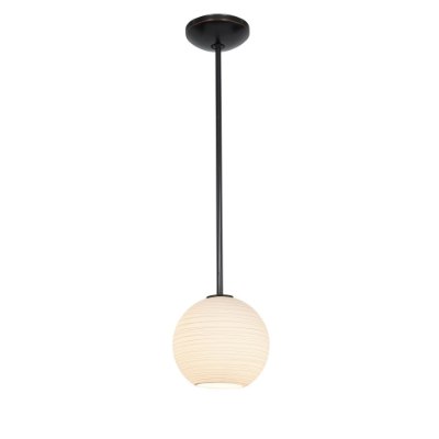 Show details for 11w (s) Japanese Lantern E-26 A-19 LED Dry Location Oil Rubbed Bronze White Lined Rod Glass Pendant (CAN 1.25"Ø5.25") Picture of 11w (s) Japanese Lantern E-26 A-19 LED Dry Location Oil Rubbed Bronze White Lined Rod Glass Pendant (CAN 1.25"Ø5.25")