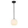 Foto para 11w (m) Japanese Lantern E-26 A-19 LED Dry Location Oil Rubbed Bronze White Lined Rod Glass Pendant (CAN 1.25"Ø5.25")