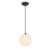 Foto para 12w (m) Japanese Lantern SSL 90CRI LED Dry Location Oil Rubbed Bronze White Lined Cord Glass Pendant (CAN 1.25"Ø5.25")