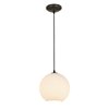 Foto para 11w (l) Japanese Lantern E-26 A-19 LED Dry Location Oil Rubbed Bronze White Lined Cord Glass Pendant (CAN 1.25"Ø5.25")