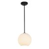 Foto para 12w (l) Japanese Lantern SSL 90CRI LED Dry Location Oil Rubbed Bronze White Lined Rod Glass Pendant (CAN 1.25"Ø5.25")