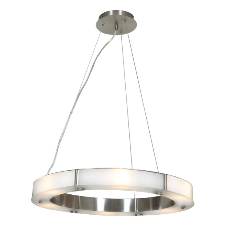Picture of 37w Oracle SSL 80CRI LED Dry Location Brushed Steel Frosted Cable Ring Glass Chandelier (CAN 1.75"Ø5.5")