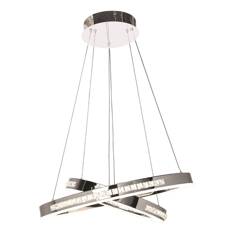Picture of 72w Affluence SSL 80CRI LED Dry Location Chrome Clear Crystal Dimmable Led Dual Ring Pendant