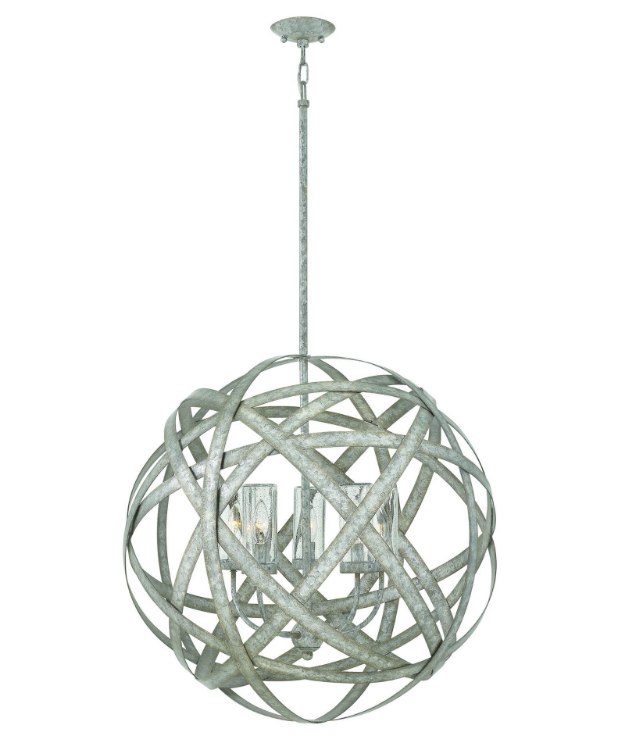 Picture of 300w (5 x 60w) Weathered Zinc Carson 27" Wide 5 Light Large Pendant