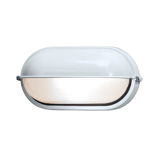 Foto para 9w 800lm 30k Nauticus E-26 Replaceable LED White Frosted Wet Location LED Bulkhead 8.25"x4.25" (CAN 8"x4.4"x1")