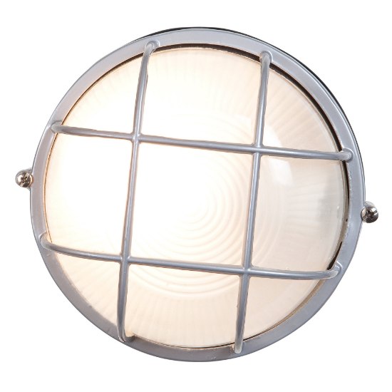 Foto para 9w 800lm 30k Nauticus E-26 Replaceable LED Satin Frosted Wet Location LED Bulkhead Ø9.5" (CAN 1")