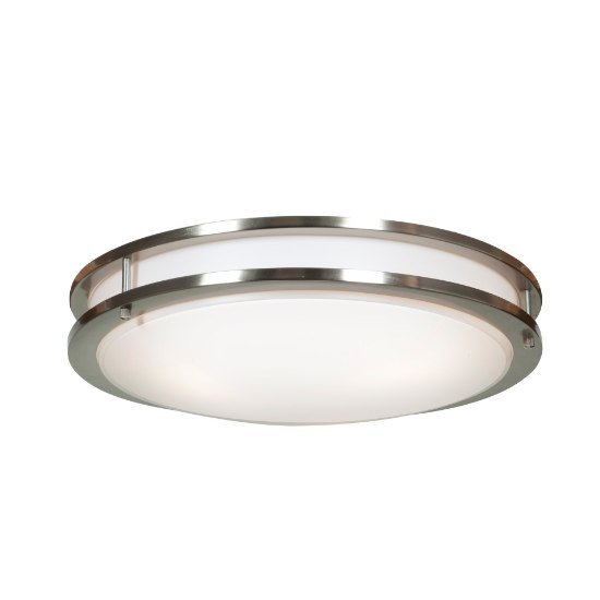 Picture of 30w 2000lm 30k Solero SSL Dedicated LED Damp Location Brushed Steel Acrylic Lens Dimmable LED Flush Mount