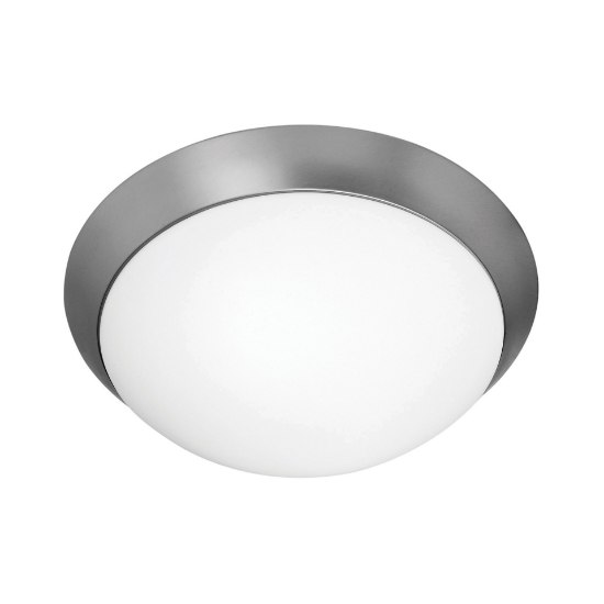 Foto para 10w (2 x 5) 1600lm 30k Cobalt E-26 Replaceable LED Damp Location Brushed Steel Opal Dimmable LED Flush Mount 4"Ø13" (CAN 1.5")