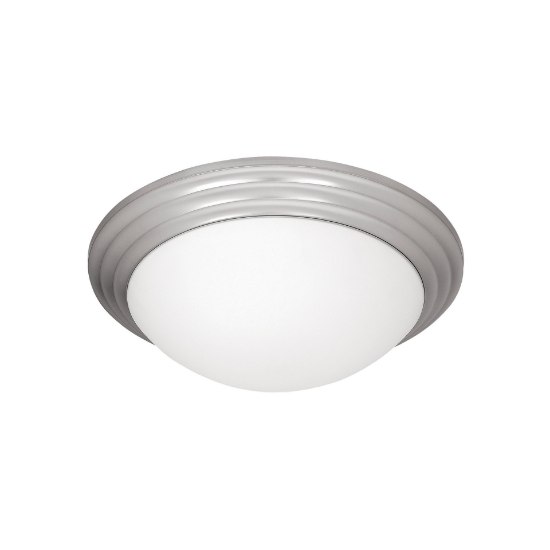Foto para 10w 800lm 30k Strata E-26 Replaceable LED Damp Location Brushed Steel Opal Dimmable LED Flush Mount
