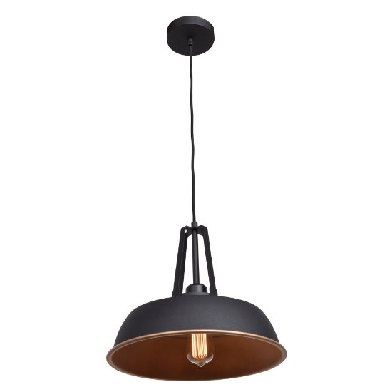 Picture of 60w 800lm 27k Nostalgia E-26 Incandescent Dry Location Matte Black Matte Gold 1-Light Pendant 11"Ø13.8" (OA HT 132")