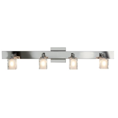 Show details for 4.5w (4 x 1.125) 1800lm 30k Glas_e Dimmable G9 Replaceable LED Damp Location Chrome Frosted and Clear 4-Light Square Crystal LED Wall & Vanity Fixture (CAN 32.5"x1.5"x1") Picture of 4.5w (4 x 1.125) 1800lm 30k Glas_e Dimmable G9 Replaceable LED Damp Location Chrome Frosted and Clear 4-Light Square Crystal LED Wall & Vanity Fixture (CAN 32.5"x1.5"x1")