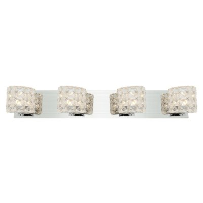 Show details for 4.5w (4 x 1.125) 1800lm 30k Prizm Dimmable G9 Replaceable LED Damp Location Chrome Clear Crystal 4-Light LED Vanity (CAN 28"x4.75"x0.75") Picture of 4.5w (4 x 1.125) 1800lm 30k Prizm Dimmable G9 Replaceable LED Damp Location Chrome Clear Crystal 4-Light LED Vanity (CAN 28"x4.75"x0.75")
