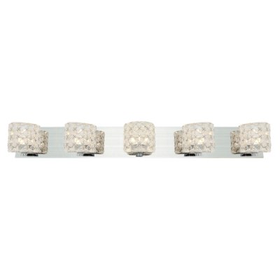 Show details for 4.5w (5 x 0.9) 2250lm 30k Prizm Dimmable G9 Replaceable LED Damp Location Chrome Clear Crystal 5-Light LED Vanity (CAN 36"x4.75"x0.75") Picture of 4.5w (5 x 0.9) 2250lm 30k Prizm Dimmable G9 Replaceable LED Damp Location Chrome Clear Crystal 5-Light LED Vanity (CAN 36"x4.75"x0.75")