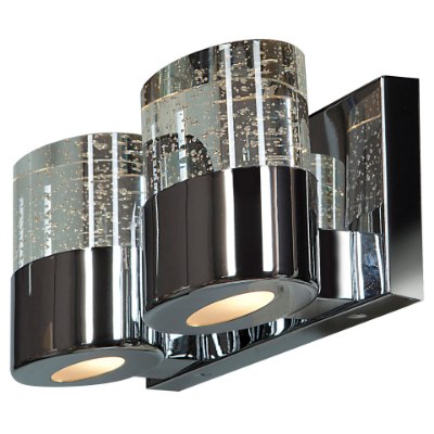 Show details for 4.5w (2 x 2.25) 900lm 30k Bubbles Dimmable G9 Replaceable LED Damp Location Chrome Clear Solid Crystal 2-Light LED Vanity with OPL glass downlight (CAN 12"x4.25"x0.9") Picture of 4.5w (2 x 2.25) 900lm 30k Bubbles Dimmable G9 Replaceable LED Damp Location Chrome Clear Solid Crystal 2-Light LED Vanity with OPL glass downlight (CAN 12"x4.25"x0.9")