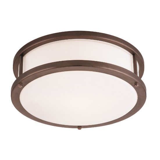 Foto para 10w 800lm 30k Conga E-26 Replaceable LED Damp Location Bronze Opal Dimmable LED Flush Mount