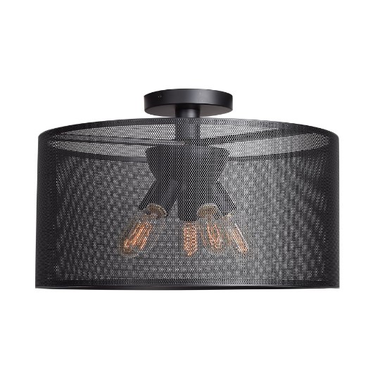 Picture of 5w (5 x 1) 1900lm 22k Epic Dimmable E-26 Replaceable LED Damp Location Black Round Semi-Flush 10"Ø19.7"