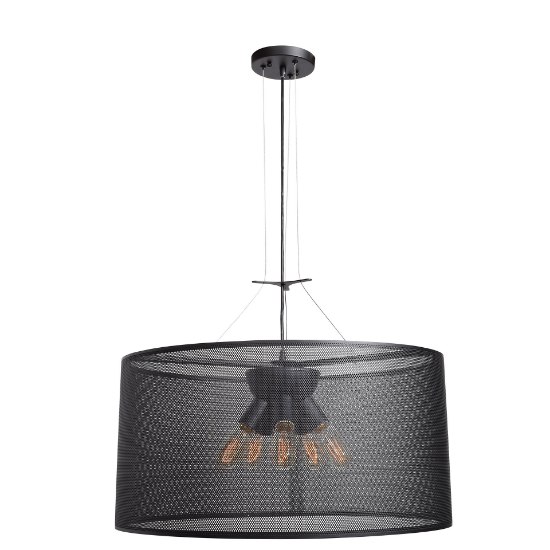 Foto para 60w (6 x 10) 4800lm 27k Epic E-26 Incandescent Damp Location Black Round Pendant (OA HT 135")