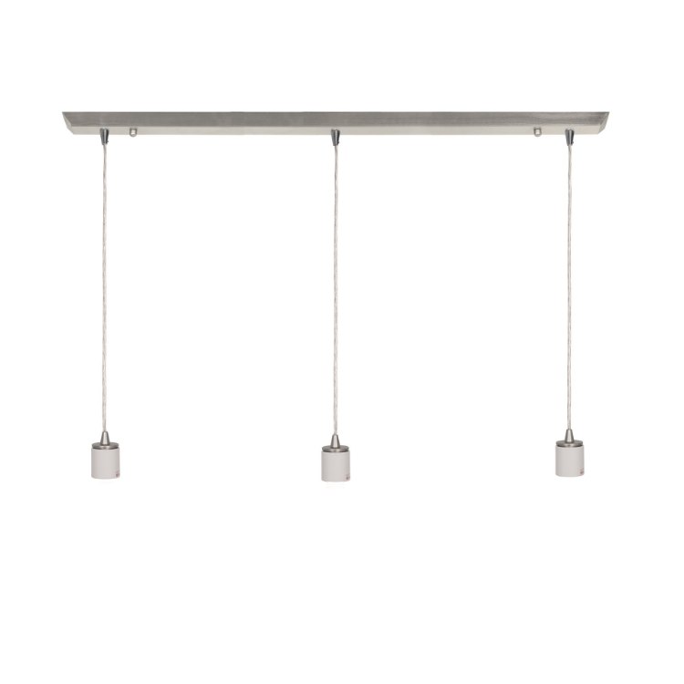 Picture of 10w (3 x 3.33333) 2400lm 30k Trinity Dimmable E-26 Replaceable LED Dry Location Brushed Steel 3-Light Bar Pendant Assembly (OA HT 120") (CAN 4.5")