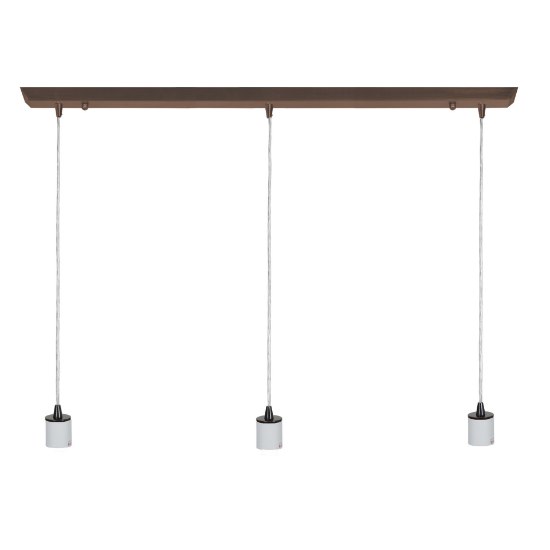 Foto para 10w (3 x 3.33333) 2400lm 30k Trinity Dimmable E-26 Replaceable LED Dry Location Oil Rubbed Bronze 3-Light Bar Pendant Assembly (OA HT 120") (CAN 4.5")