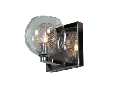 Show details for 4.5w 450lm 30k Aeria G9 Replaceable LED Damp Location Chrome Clear 1-Light Dimmable LED Metal Foil in Glass Vanity (CAN 4.75"x4.75"x1.25") Picture of 4.5w 450lm 30k Aeria G9 Replaceable LED Damp Location Chrome Clear 1-Light Dimmable LED Metal Foil in Glass Vanity (CAN 4.75"x4.75"x1.25")