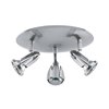 Foto para 50w (3 x 16.6667) 750lm 30k Cobra GU-10 Replaceable LED Dry Location Brushed Steel 3-Light Dimmable LED Spotlight Cluster (CAN 0.5")