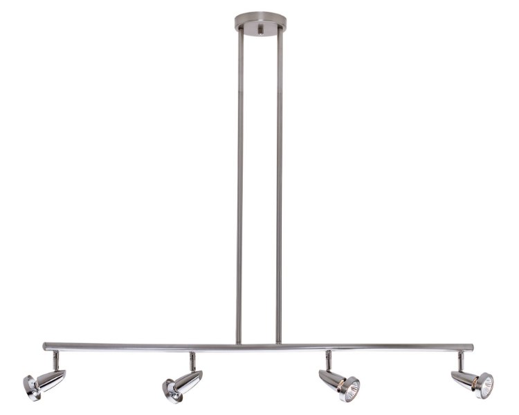 Foto para 5w (4 x 1.25) 1000lm 30k Mirage GU-10 Replaceable LED Dry Location Brushed Steel 4-Light Dimmable LED Semi-Flush or Pendant (OA HT 52") (CAN 1")