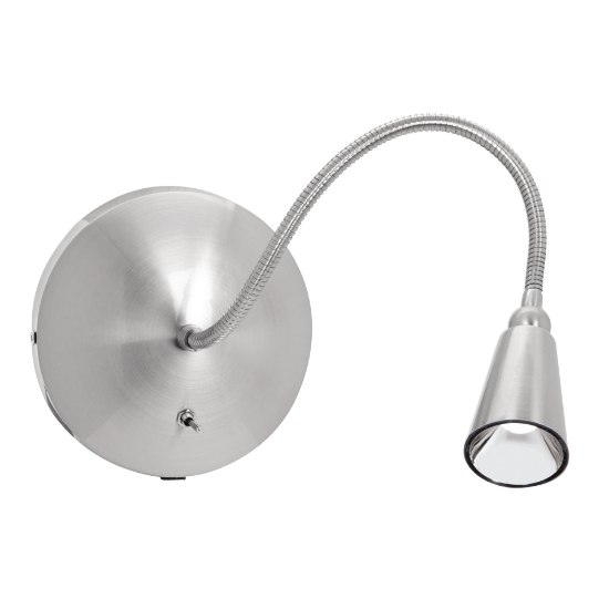 Picture of 1w 65lm 47k LED SSL Dedicated LED Dry Location Brushed Steel Gooseneck Wall Lamp (CAN 0.9")