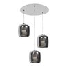 Picture of 9w (3 x 3) 2400lm 30k Dor Dimmable E-26 Replaceable LED Dry Location Mirrored Stainless Steel Smoked Amber 3-Light Pendant (OA HT 129")