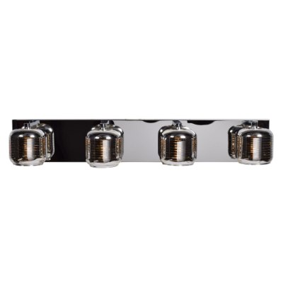 Show details for 4.5w (4 x 1.125) 1800lm 30k Dor Dimmable G9 Replaceable LED Damp Location Mirrored Stainless Steel Smoked Amber 4-Light Vanity Picture of 4.5w (4 x 1.125) 1800lm 30k Dor Dimmable G9 Replaceable LED Damp Location Mirrored Stainless Steel Smoked Amber 4-Light Vanity