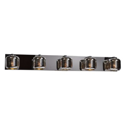 Show details for 4.5w (5 x 0.9) 2250lm 30k Dor Dimmable G9 Replaceable LED Damp Location Mirrored Stainless Steel Smoked Amber 5-Light Vanity Picture of 4.5w (5 x 0.9) 2250lm 30k Dor Dimmable G9 Replaceable LED Damp Location Mirrored Stainless Steel Smoked Amber 5-Light Vanity