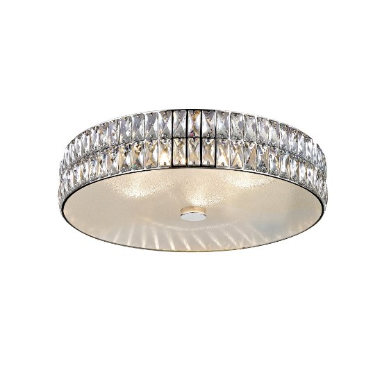 Picture of 33w 2820lm 30k Magari Dimmable SSL Dedicated LED Damp Location Mirrored Stainless Steel Crystal Flush Mount