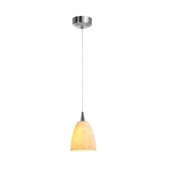Foto para 35w 600lm 29k Zeta GY6.35 Halogen Dry Location Brushed Steel Amber Marble Low Voltage Pendant with Fire(s) Glass (OA HT 125")
