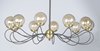 Picture of Reverb 10-Light Pendant TBZSBR Topaz Bubble Glass Bubble Glass G9 Xenon 38"x38"x28" (OA HT 28"-69") (CAN 6.25"x6.25"x1.25")36" Chain