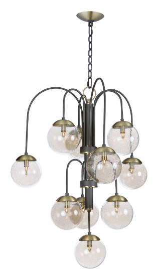 Picture of Reverb 10-Light Pendant TBZSBR Topaz Bubble Glass Bubble Glass G9 Xenon 30"x30"x34" (OA HT 34"-74.5") (CAN 6.25"x6.25"x1.25")36" Chain