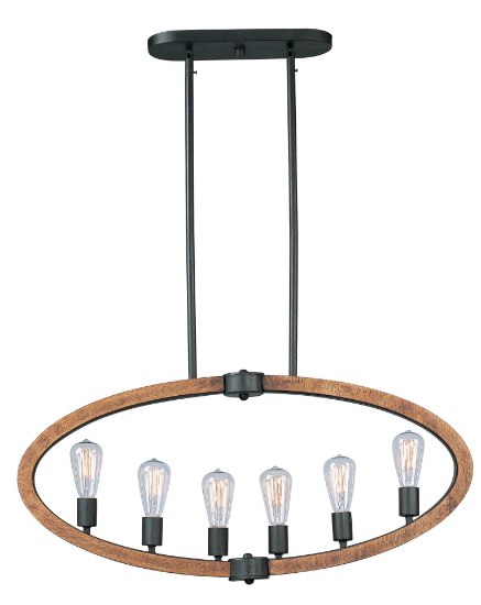 Picture of Bodega Bay 6-Light Pendant AR MB Incandescent Incandescent 36"x4.5"x16.75" (OA HT 24"-48") (CAN 12.01"x4.57"x0.83")