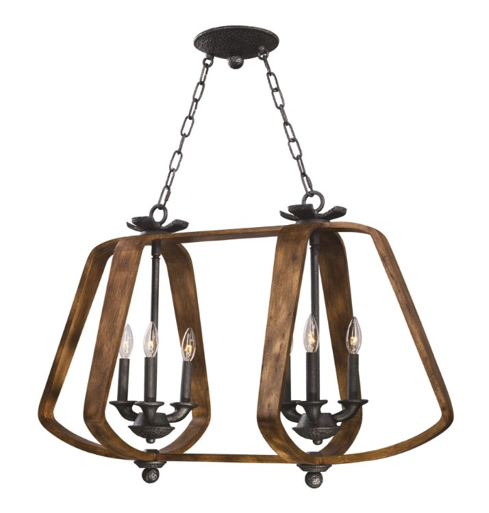 Picture of Road House 6-Light Chandelier BWIO CA Incandescent Incandescent (OA HT 31.13"-63.13") (CAN 7.5"x7.5"x1.38")36" Chain