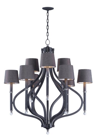 Picture of Hendrick 9-Light Pendant with Shades IO Clear Linen/Silver Leaf Fa CA Incandescent Incandescent (OA HT 41"-116.25") (CAN 5"x5"x1")72" Chain