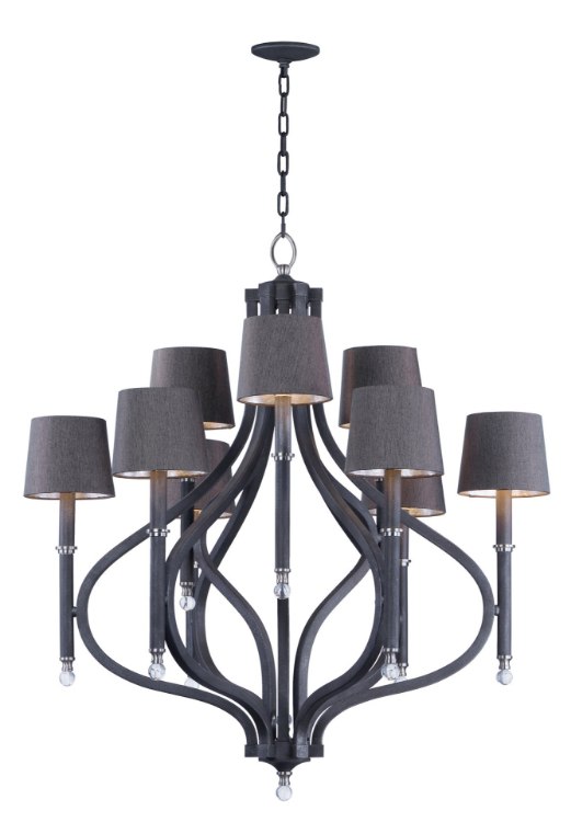 Picture of Hendrick 9-Light Pendant with Shades IO Clear Linen/Silver Leaf Fa CA Incandescent Incandescent (OA HT 41"-116.25") (CAN 5"x5"x1")72" Chain