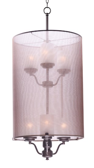 Picture of Lucid 6-Light Pendant OI Organza Fabric + Gla MB Incandescent Incandescent (OA HT 40") (CAN 4.75"x4.75"x1")