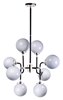 Picture of Atom 8-Light Pendant BKPN White Opal Glass CA Incandescent E12 Incandescent (OA HT 61.5")