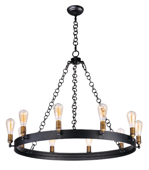 Picture of Noble 10-Light Chandelier w/Bulbs BKNAB MB ST64 Incandescent Incandescent 36" Chain