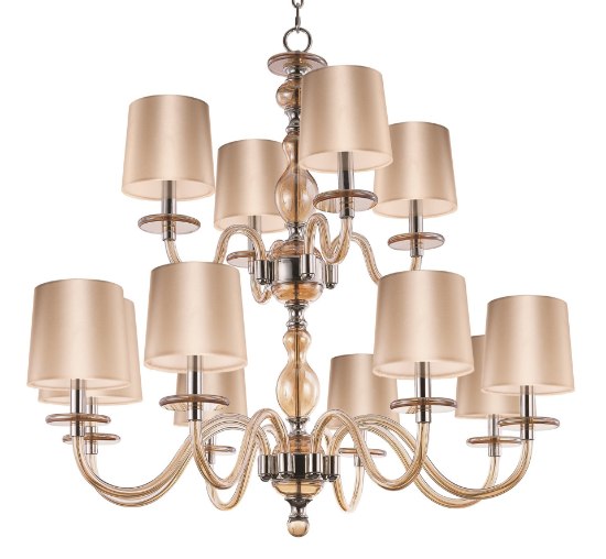 Picture of Venezia 12-Light Chandelier PN Cognac Fabric CA Incandescent Incandescent 72" Chain