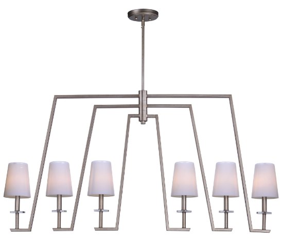 Picture of Swing 6-Light Chandelier PD White Opal Glass CA Incandescent E12 Incandescent 48"x6"x27" (OA HT 29.5"-71.5") (CAN 6"x6"x1")