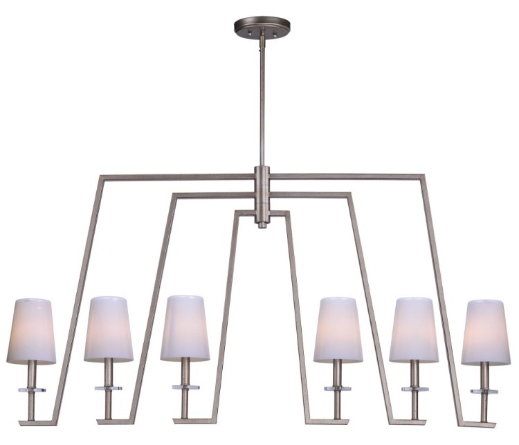 Foto para Swing 6-Light Chandelier PD White Opal Glass CA Incandescent E12 Incandescent 48"x6"x27" (OA HT 29.5"-71.5") (CAN 6"x6"x1")