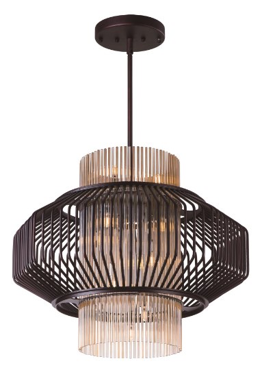 Picture of Aviary LED 13-Light Pendant OI Cognac Cognac Glass Rod G9 LED 27"x27"x23.5" (OA HT 25"-72.75") (CAN 5.51"x5.51"x1.38")