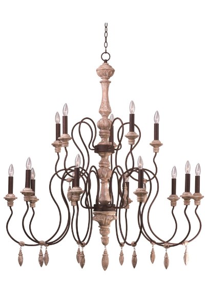 Foto para Olde World 15-Light Chandelier SW CA Incandescent E12 Incandescent 72" Chain