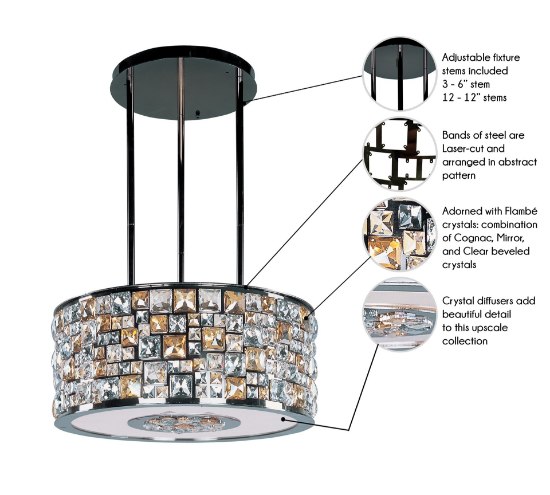 Foto para Fifth Avenue 8-Light Pendant LB Jewel Crystal G9 Xenon Xenon (OA HT 65")