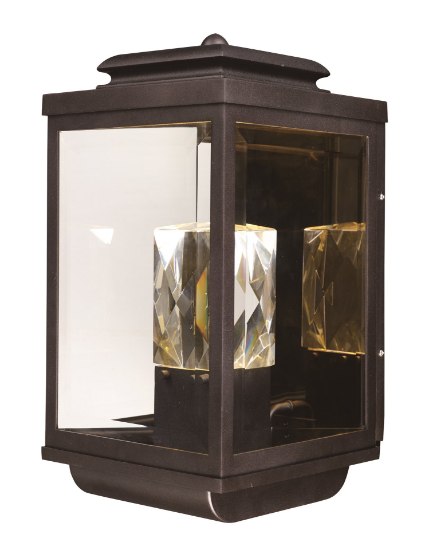 Picture of Mandeville LED 2-Light Outdoor Wall Lantern GBZ Clear Crystal + Glass PCB LED 9"x18"