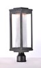 Foto para Salon LED 1-Light Outdoor Post BK Clear Ribbed Glass PCB LED