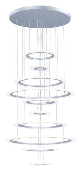 Picture of 159W Saturn II LED 10-Light Pendant MS Matte White Frosted Acrylic PCB LED (OA HT 51.75"-183") (CAN 27.5"x27.5"x1.5")